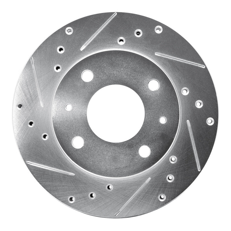R1 89-98 Hyundai SONATA Front Left Drilled & Slotted Silver Brake Rotor-Brake Rotors - Slot & Drilled-Grocery Getter Performance
