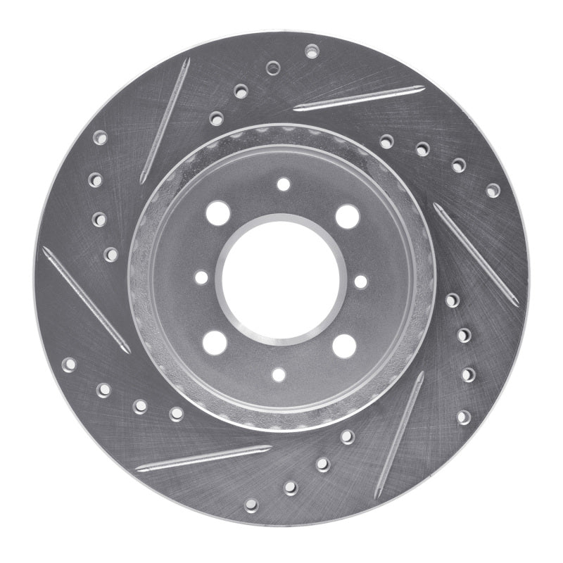 R1 89-98 Hyundai SONATA Front Right Drilled & Slotted Silver Brake Rotor-Brake Rotors - Slot & Drilled-Grocery Getter Performance