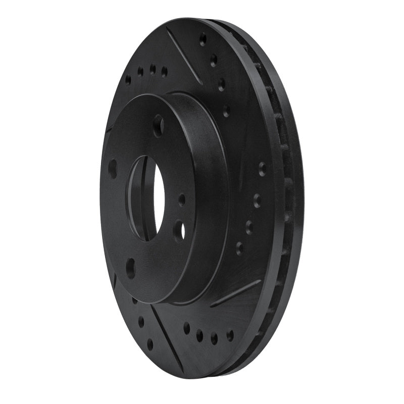 R1 90-01 Ford Escort Front Right Drilled & Slotted Black Brake Rotor-Brake Rotors - Slot & Drilled-Grocery Getter Performance