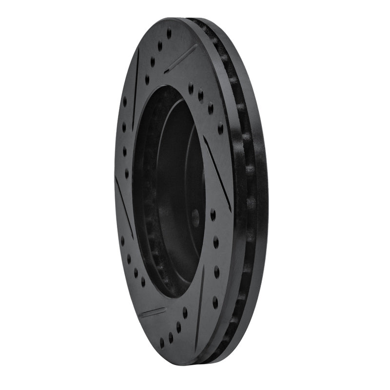R1 90-01 Ford Escort Front Right Drilled & Slotted Black Brake Rotor-Brake Rotors - Slot & Drilled-Grocery Getter Performance