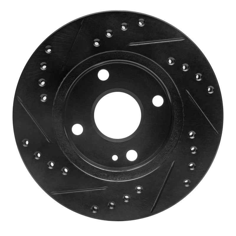R1 90-01 Ford Escort Front Right Drilled & Slotted Black Brake Rotor-Brake Rotors - Slot & Drilled-Grocery Getter Performance