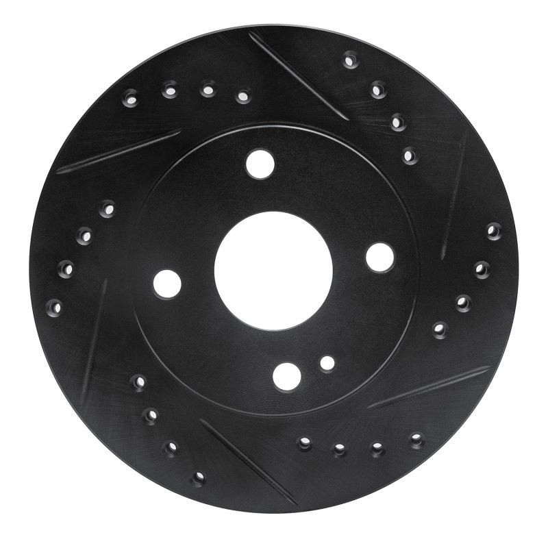 R1 90-01 Ford Escort Front Right Drilled & Slotted Black Brake Rotor-Brake Rotors - Slot & Drilled-Grocery Getter Performance