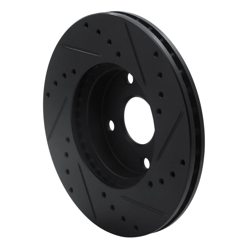 R1 90-03 Ford Escort Front Left Drilled & Slotted Black Brake Rotor-Brake Rotors - Slot & Drilled-Grocery Getter Performance