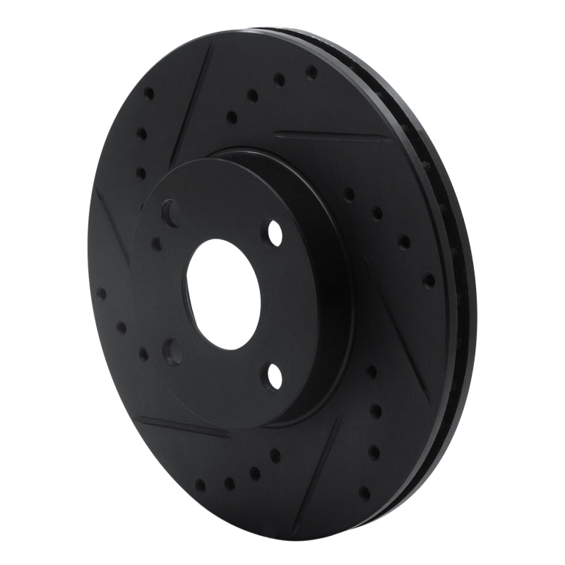 R1 90-03 Ford Escort Front Left Drilled & Slotted Black Brake Rotor-Brake Rotors - Slot & Drilled-Grocery Getter Performance