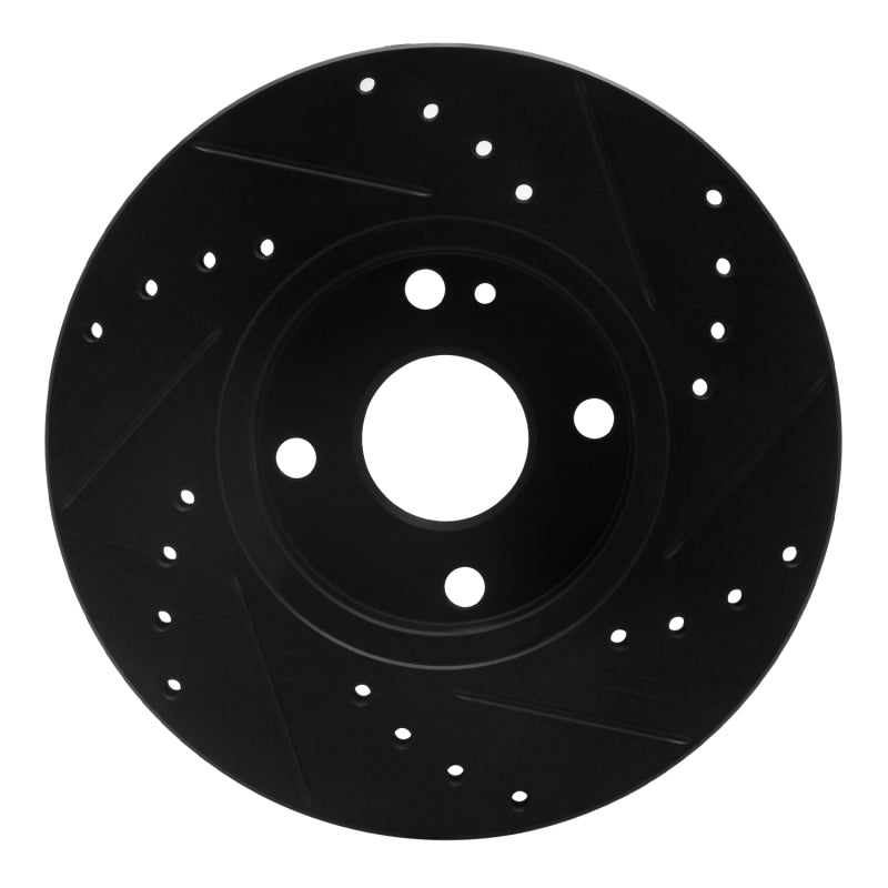 R1 90-03 Ford Escort Front Left Drilled & Slotted Black Brake Rotor-Brake Rotors - Slot & Drilled-Grocery Getter Performance