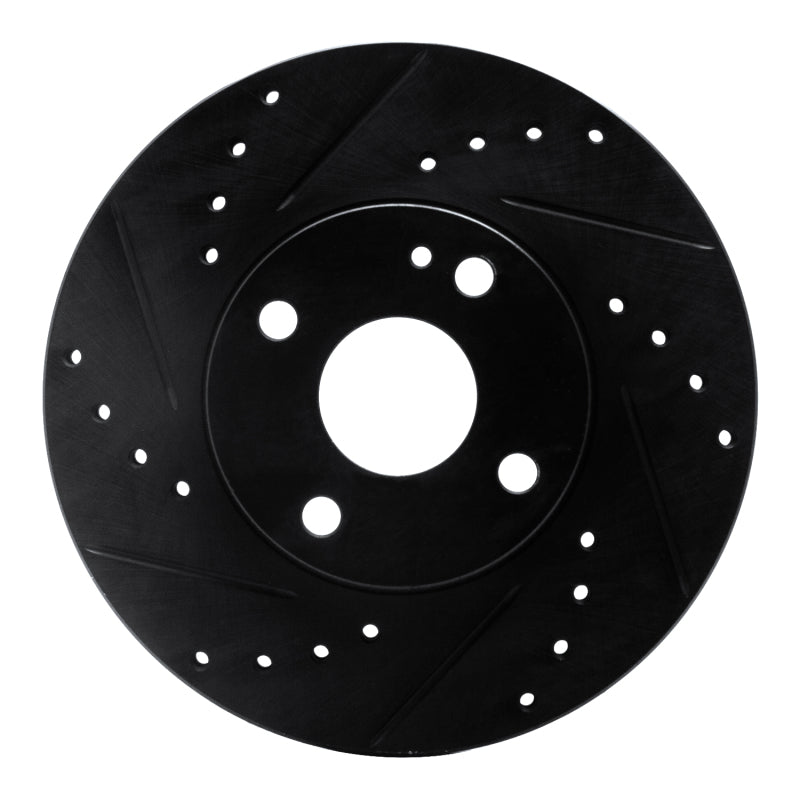 R1 90-03 Ford Escort Front Left Drilled & Slotted Black Brake Rotor-Brake Rotors - Slot & Drilled-Grocery Getter Performance
