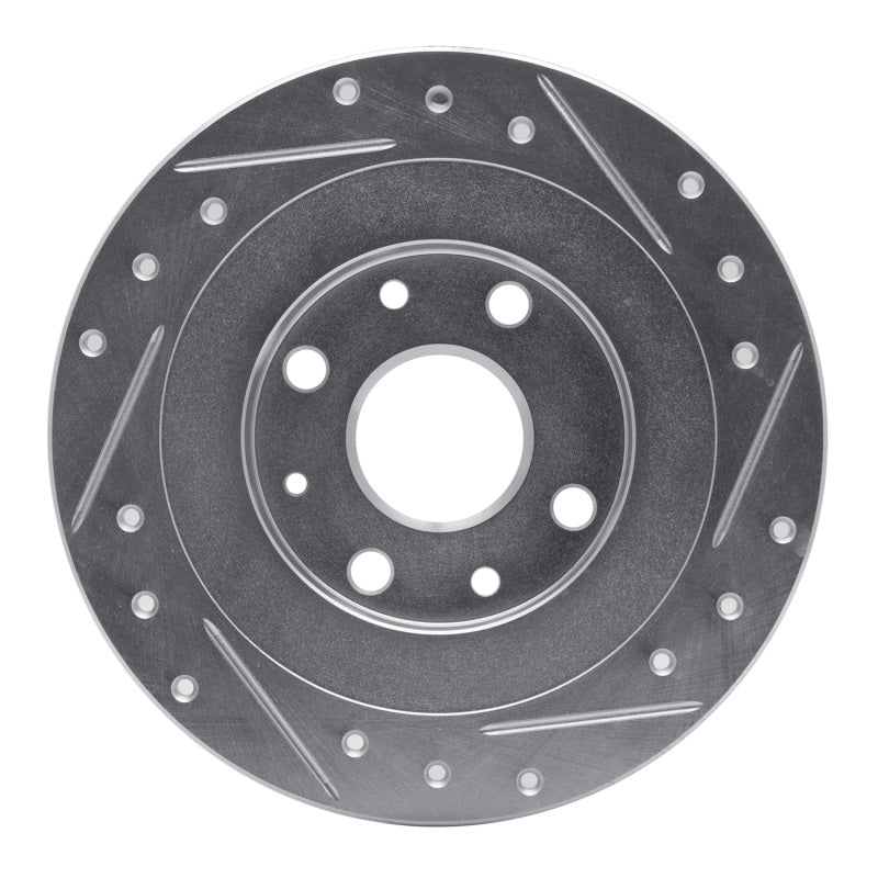R1 90-03 Ford Escort Rear Left Drilled & Slotted Silver Brake Rotor-Brake Rotors - Slot & Drilled-Grocery Getter Performance