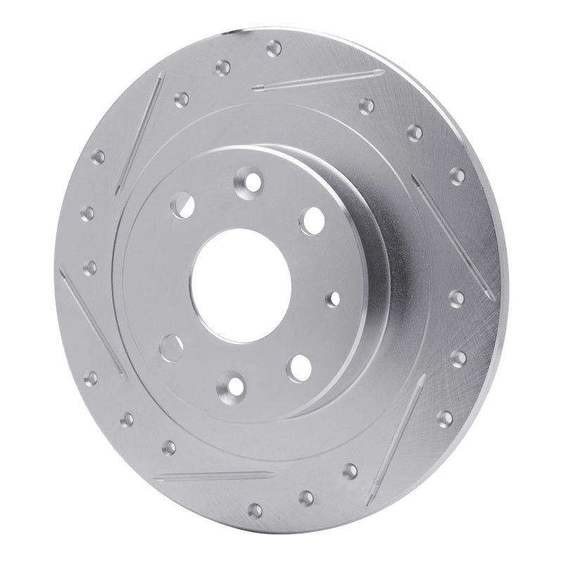 R1 90-03 Ford Escort Rear Left Drilled & Slotted Silver Brake Rotor-Brake Rotors - Slot & Drilled-Grocery Getter Performance