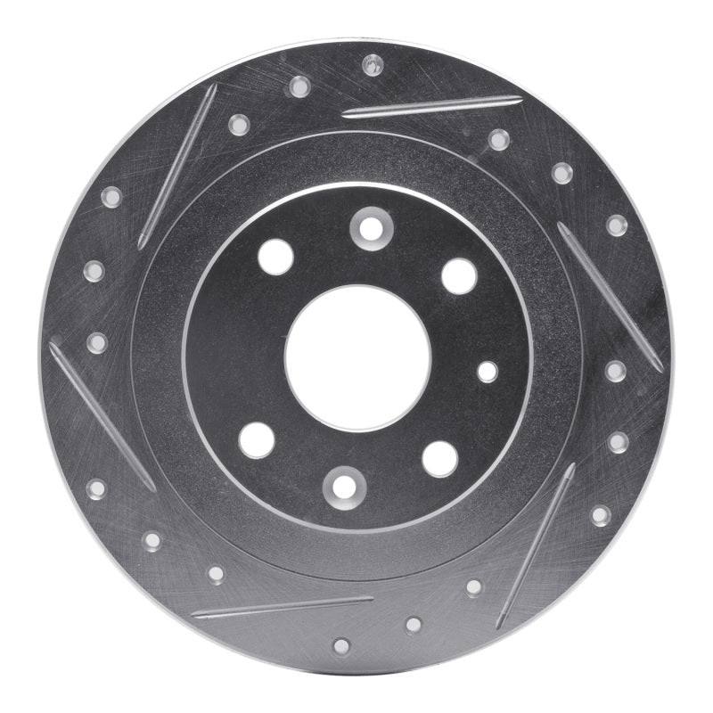 R1 90-03 Ford Escort Rear Left Drilled & Slotted Silver Brake Rotor-Brake Rotors - Slot & Drilled-Grocery Getter Performance