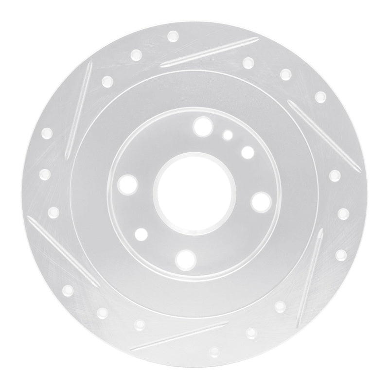 R1 90-03 Ford Escort Rear Right Drilled & Slotted Silver Brake Rotor-Brake Rotors - Slot & Drilled-Grocery Getter Performance