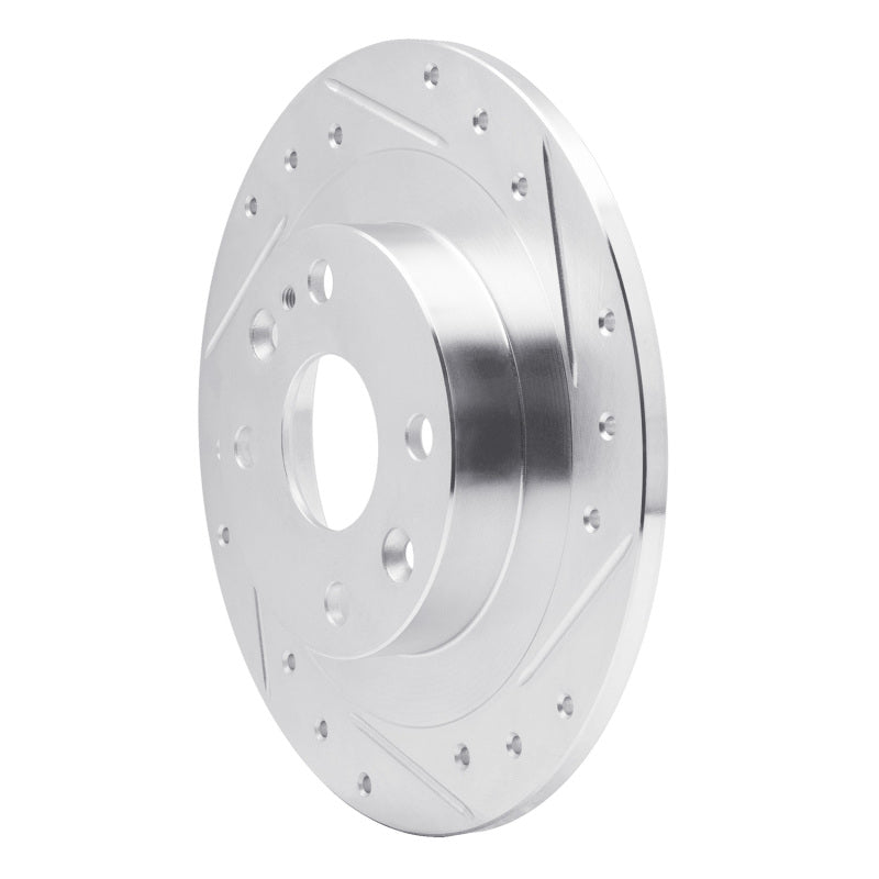 R1 90-03 Ford Escort Rear Right Drilled & Slotted Silver Brake Rotor-Brake Rotors - Slot & Drilled-Grocery Getter Performance