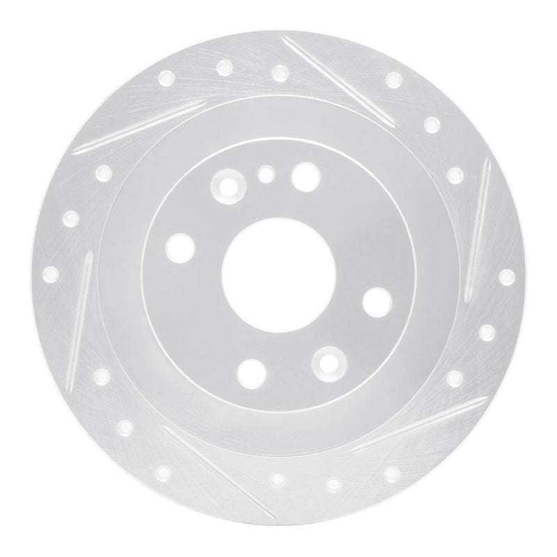 R1 90-03 Ford Escort Rear Right Drilled & Slotted Silver Brake Rotor-Brake Rotors - Slot & Drilled-Grocery Getter Performance