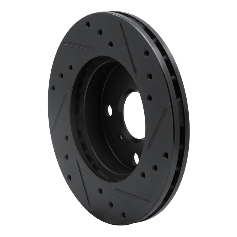 R1 90-91 Toyota Celica Front Left Drilled & Slotted Black Brake Rotor-Brake Rotors - Slot & Drilled-Grocery Getter Performance