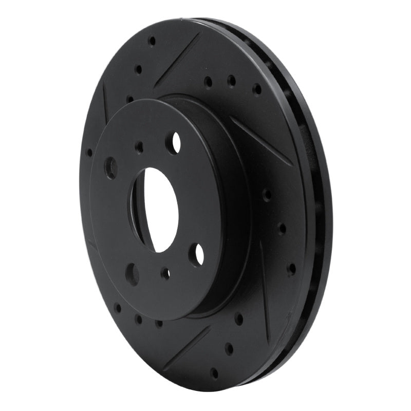 R1 90-91 Toyota Celica Front Left Drilled & Slotted Black Brake Rotor-Brake Rotors - Slot & Drilled-Grocery Getter Performance