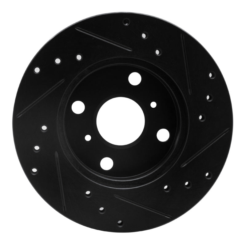 R1 90-91 Toyota Celica Front Left Drilled & Slotted Black Brake Rotor-Brake Rotors - Slot & Drilled-Grocery Getter Performance
