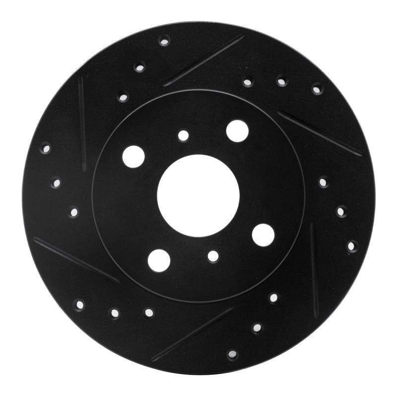 R1 90-91 Toyota Celica Front Left Drilled & Slotted Black Brake Rotor-Brake Rotors - Slot & Drilled-Grocery Getter Performance