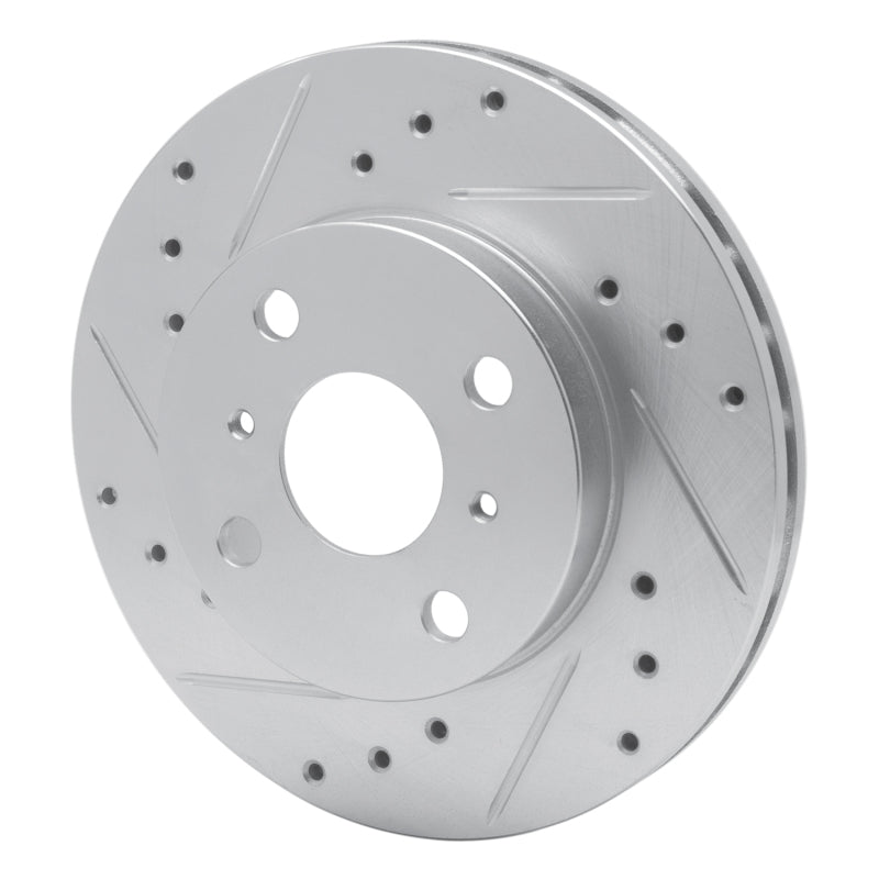 R1 90-91 Toyota Celica Front Left Drilled & Slotted Silver Brake Rotor-Brake Rotors - Slot & Drilled-Grocery Getter Performance