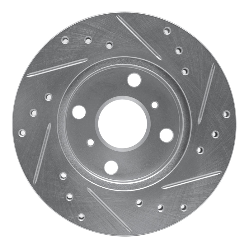 R1 90-91 Toyota Celica Front Left Drilled & Slotted Silver Brake Rotor-Brake Rotors - Slot & Drilled-Grocery Getter Performance