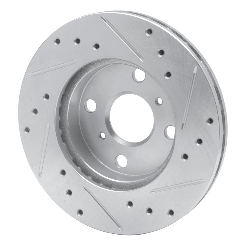 R1 90-91 Toyota Celica Front Left Drilled & Slotted Silver Brake Rotor-Brake Rotors - Slot & Drilled-Grocery Getter Performance