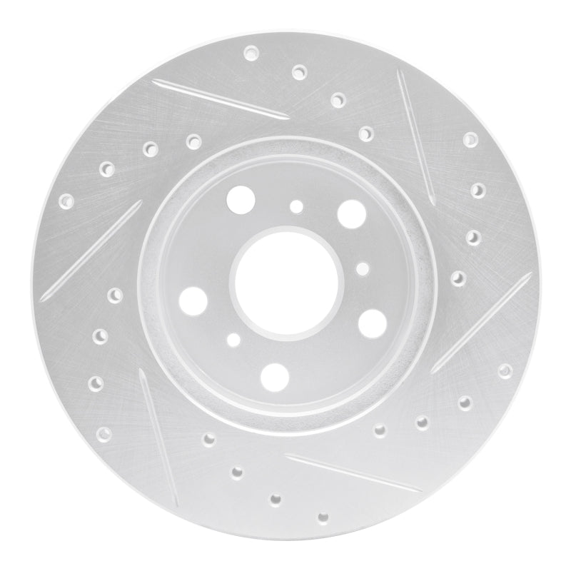 R1 90-91 Toyota Celica Front Left Drilled & Slotted Silver Brake Rotor-Brake Rotors - Slot & Drilled-Grocery Getter Performance