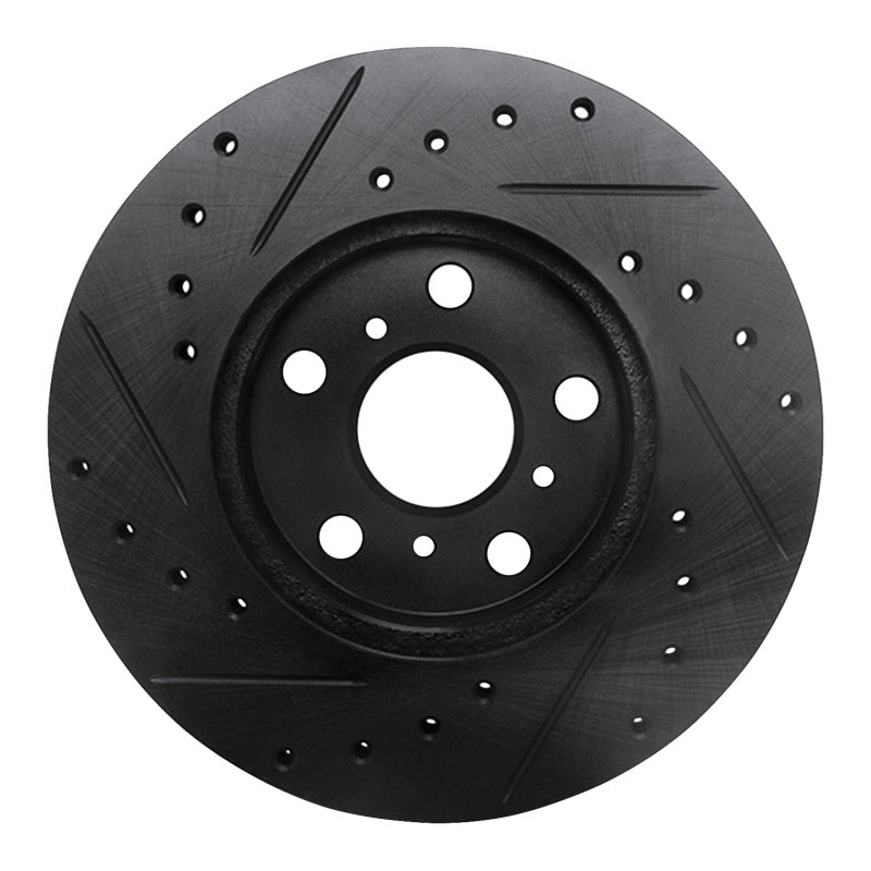 R1 90-91 Toyota Celica Front Right Drilled & Slotted Black Brake Rotor-Brake Rotors - Slot & Drilled-Grocery Getter Performance