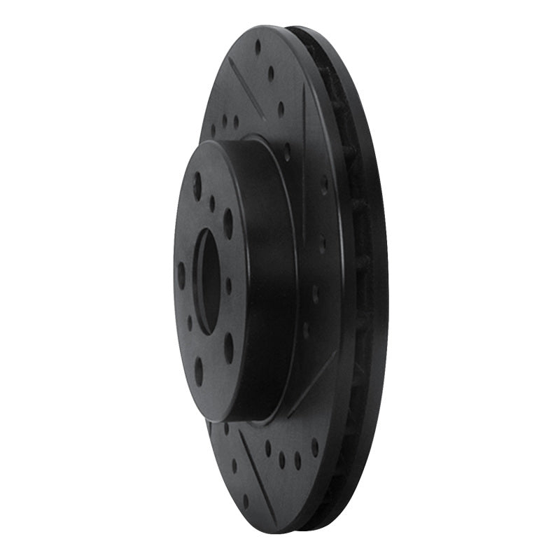 R1 90-91 Toyota Celica Front Right Drilled & Slotted Black Brake Rotor-Brake Rotors - Slot & Drilled-Grocery Getter Performance