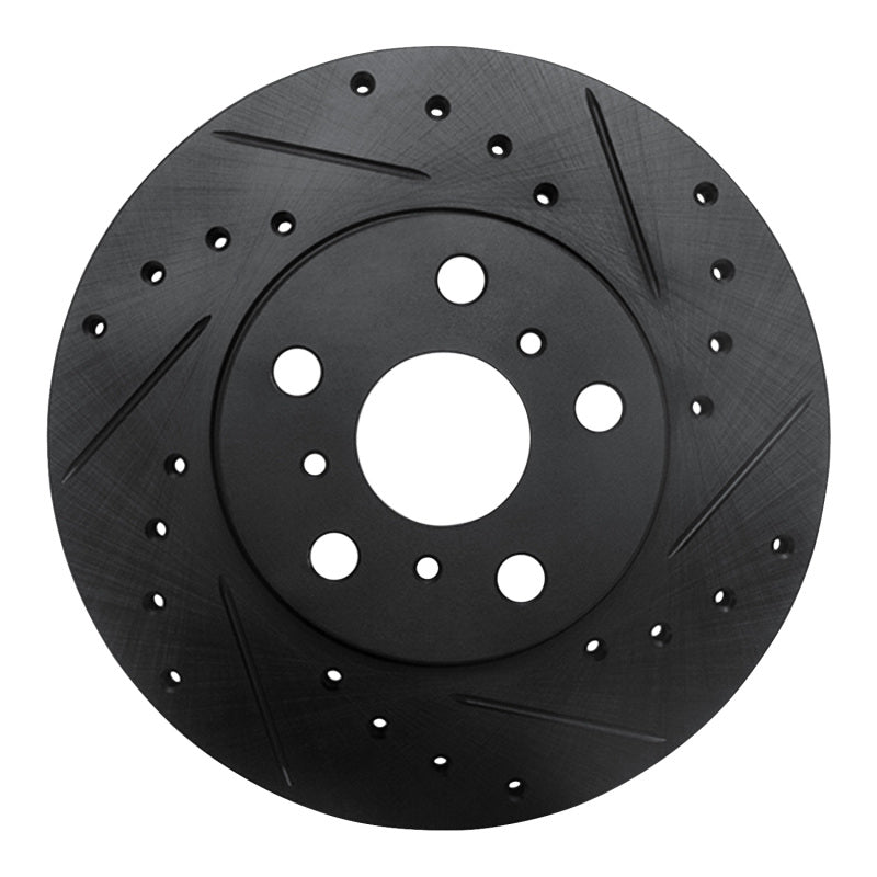 R1 90-91 Toyota Celica Front Right Drilled & Slotted Black Brake Rotor-Brake Rotors - Slot & Drilled-Grocery Getter Performance