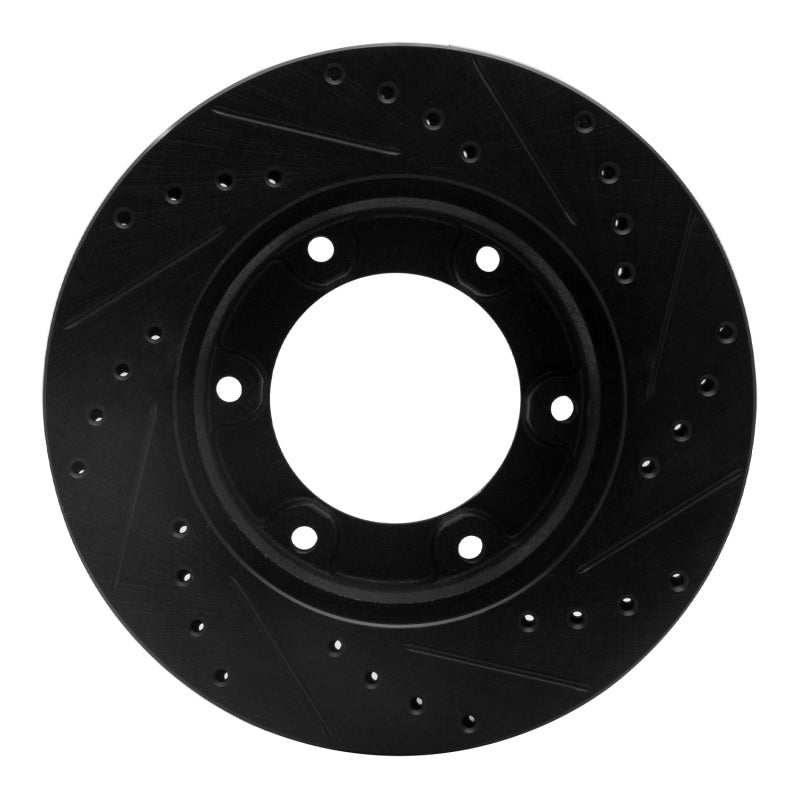 R1 90-92 Toyota Land Cruiser Front Left Drilled & Slotted Black Brake Rotor-Brake Rotors - Slot & Drilled-Grocery Getter Performance