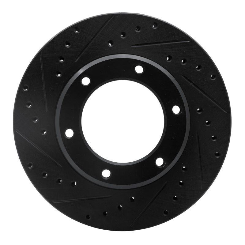 R1 90-92 Toyota Land Cruiser Front Left Drilled & Slotted Black Brake Rotor-Brake Rotors - Slot & Drilled-Grocery Getter Performance