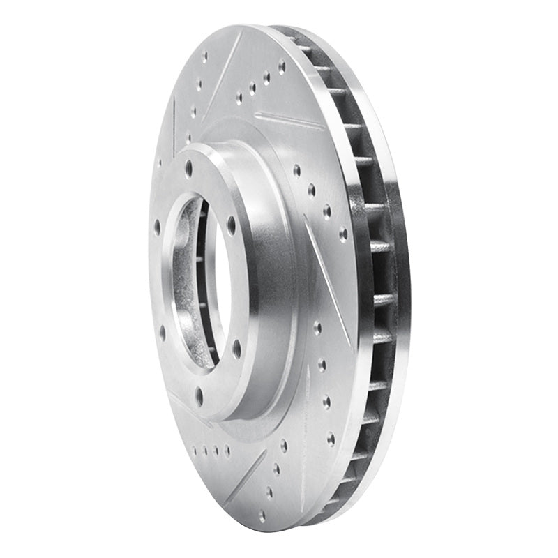R1 90-92 Toyota Land Cruiser Front Left Drilled & Slotted Silver Brake Rotor-Brake Rotors - Slot & Drilled-Grocery Getter Performance