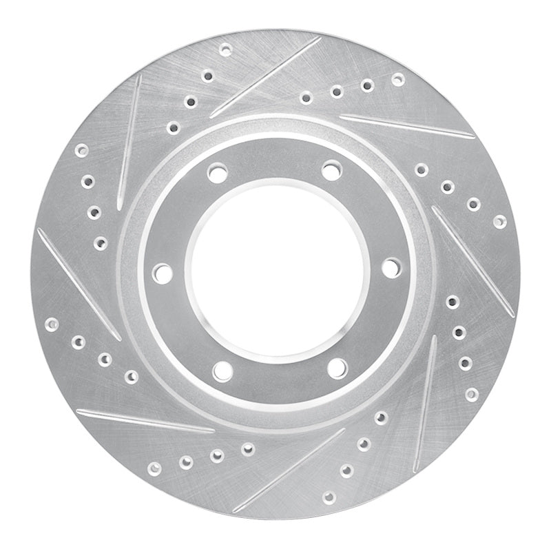 R1 90-92 Toyota Land Cruiser Front Left Drilled & Slotted Silver Brake Rotor-Brake Rotors - Slot & Drilled-Grocery Getter Performance