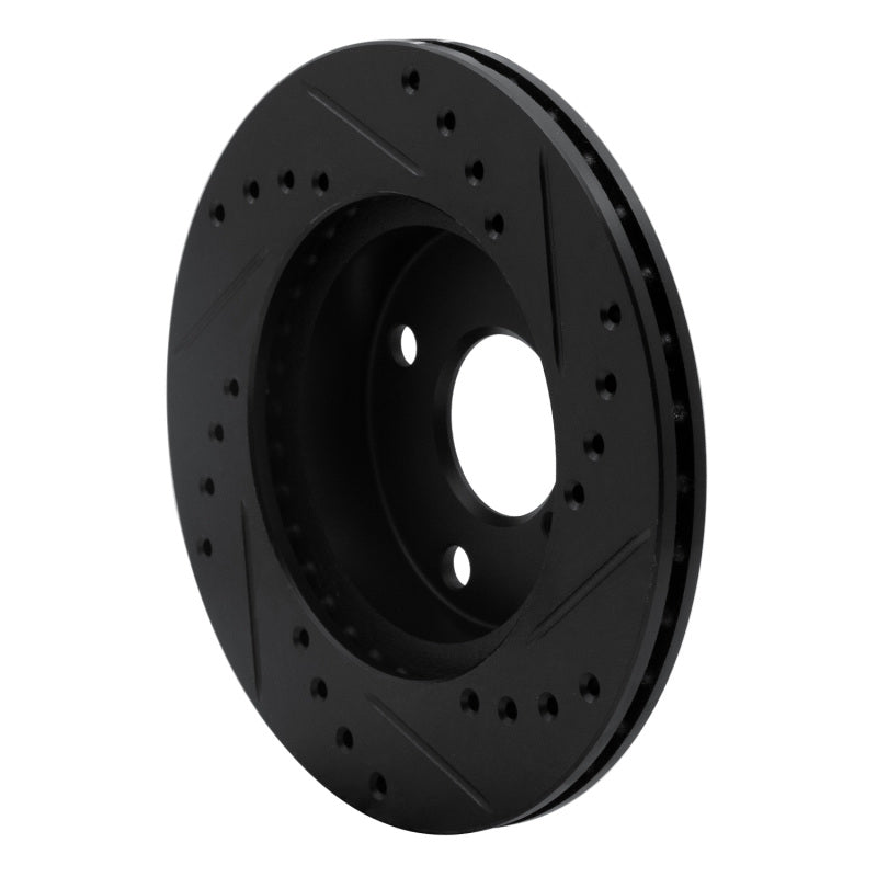 R1 90-93 Mazda Miata Front Left Drilled & Slotted Black Brake Rotor-Brake Rotors - Slot & Drilled-Grocery Getter Performance