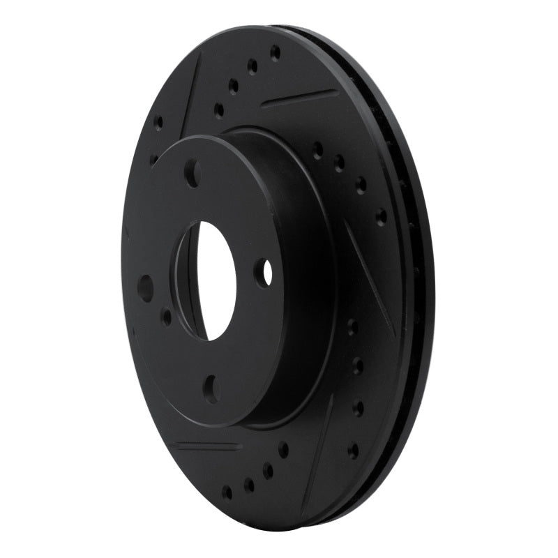 R1 90-93 Mazda Miata Front Left Drilled & Slotted Black Brake Rotor-Brake Rotors - Slot & Drilled-Grocery Getter Performance