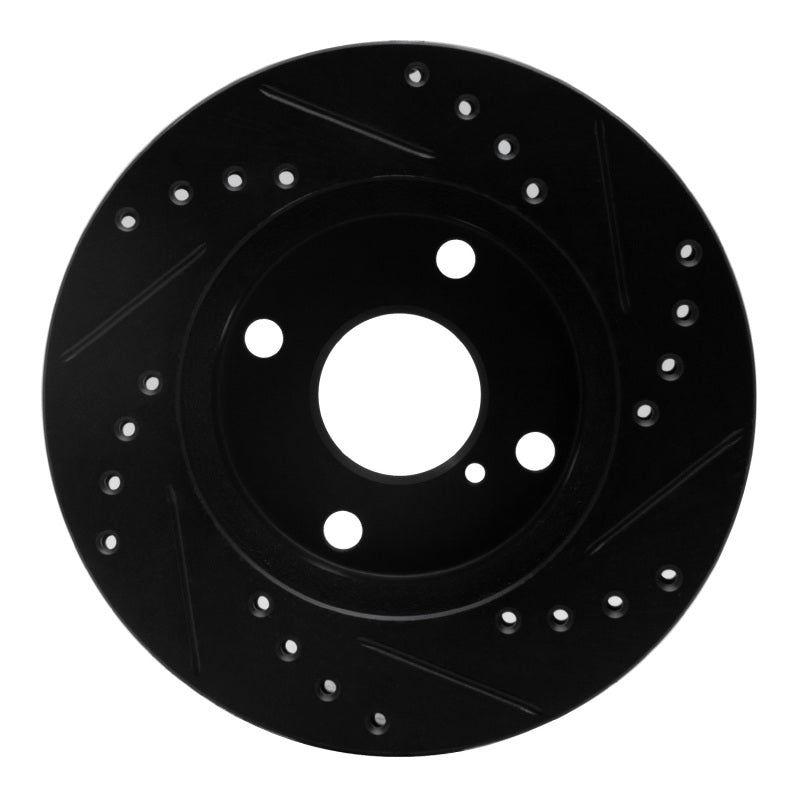 R1 90-93 Mazda Miata Front Left Drilled & Slotted Black Brake Rotor-Brake Rotors - Slot & Drilled-Grocery Getter Performance