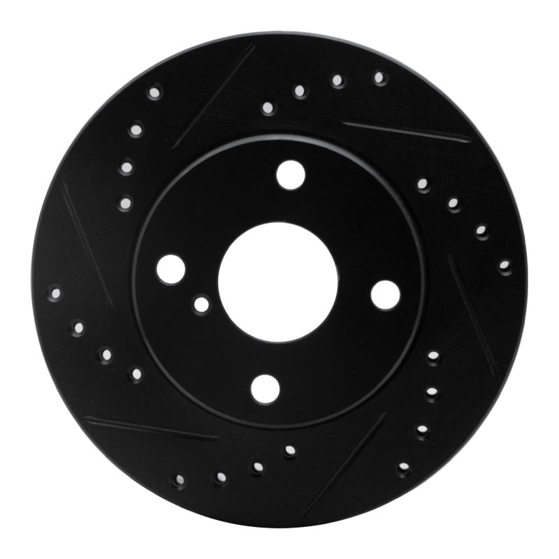 R1 90-93 Mazda Miata Front Left Drilled & Slotted Black Brake Rotor-Brake Rotors - Slot & Drilled-Grocery Getter Performance