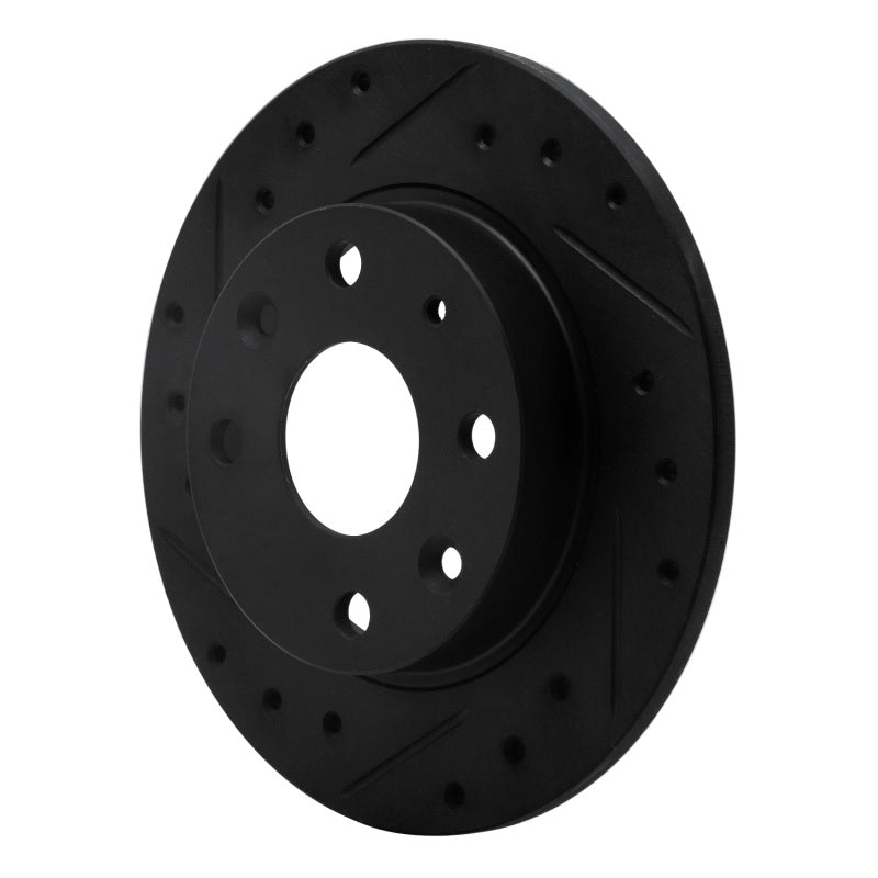 R1 90-93 Mazda Miata Rear Left Drilled & Slotted Black Brake Rotor-Brake Rotors - Slot & Drilled-Grocery Getter Performance