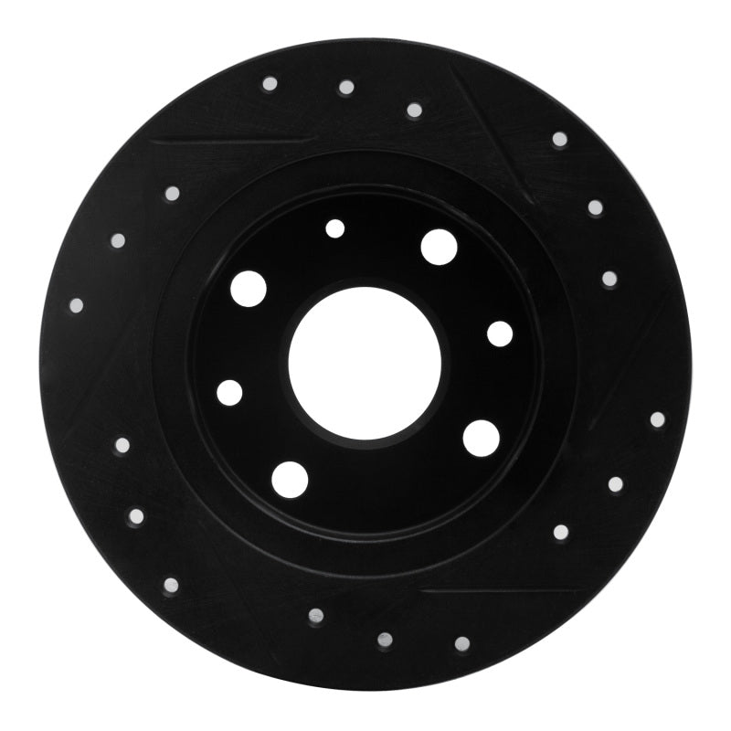 R1 90-93 Mazda Miata Rear Left Drilled & Slotted Black Brake Rotor-Brake Rotors - Slot & Drilled-Grocery Getter Performance