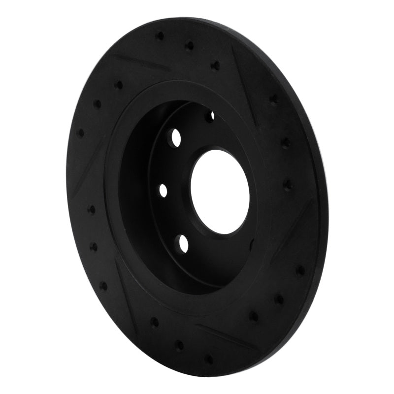 R1 90-93 Mazda Miata Rear Left Drilled & Slotted Black Brake Rotor-Brake Rotors - Slot & Drilled-Grocery Getter Performance