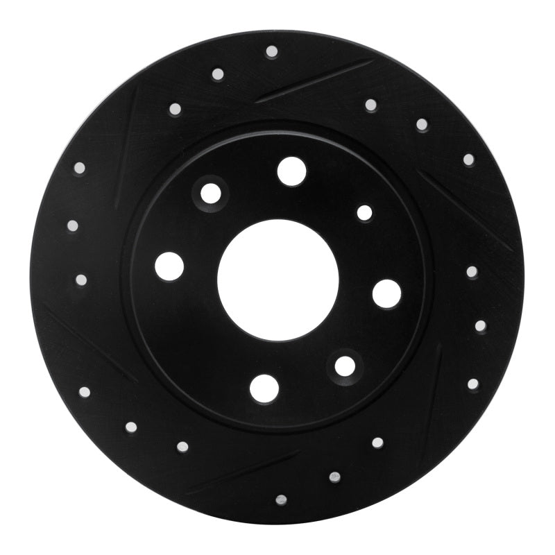 R1 90-93 Mazda Miata Rear Left Drilled & Slotted Black Brake Rotor-Brake Rotors - Slot & Drilled-Grocery Getter Performance