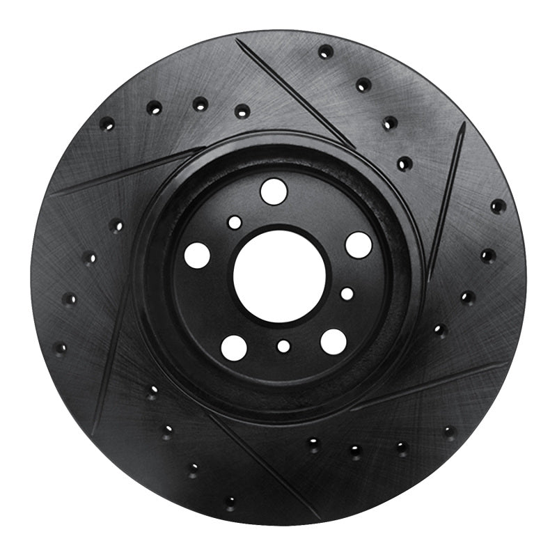 R1 90-93 Toyota Celica Front Left Drilled & Slotted Black Brake Rotor-Brake Rotors - Slot & Drilled-Grocery Getter Performance