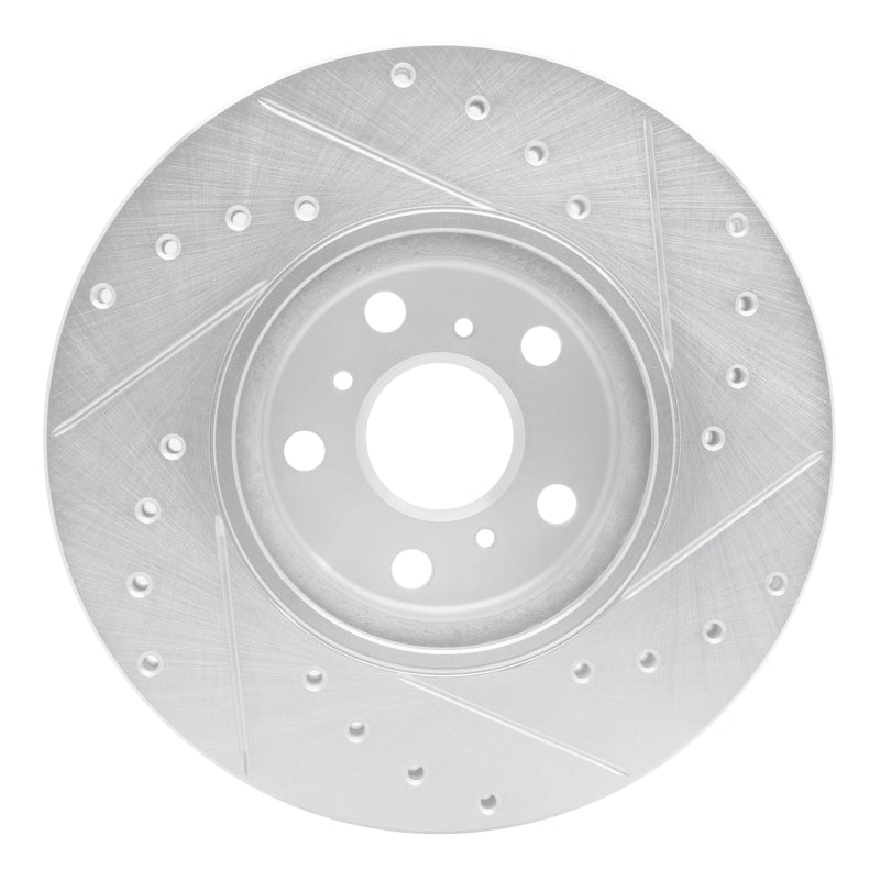 R1 90-93 Toyota Celica Front Left Drilled & Slotted Silver Brake Rotor-Brake Rotors - Slot & Drilled-Grocery Getter Performance