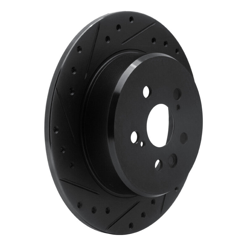 R1 90-93 Toyota Celica Rear Left Drilled & Slotted Black Brake Rotor-Brake Rotors - Slot & Drilled-Grocery Getter Performance