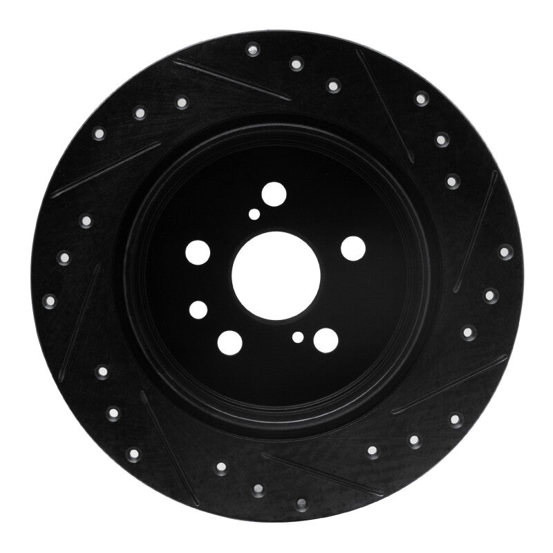 R1 90-93 Toyota Celica Rear Left Drilled & Slotted Black Brake Rotor-Brake Rotors - Slot & Drilled-Grocery Getter Performance