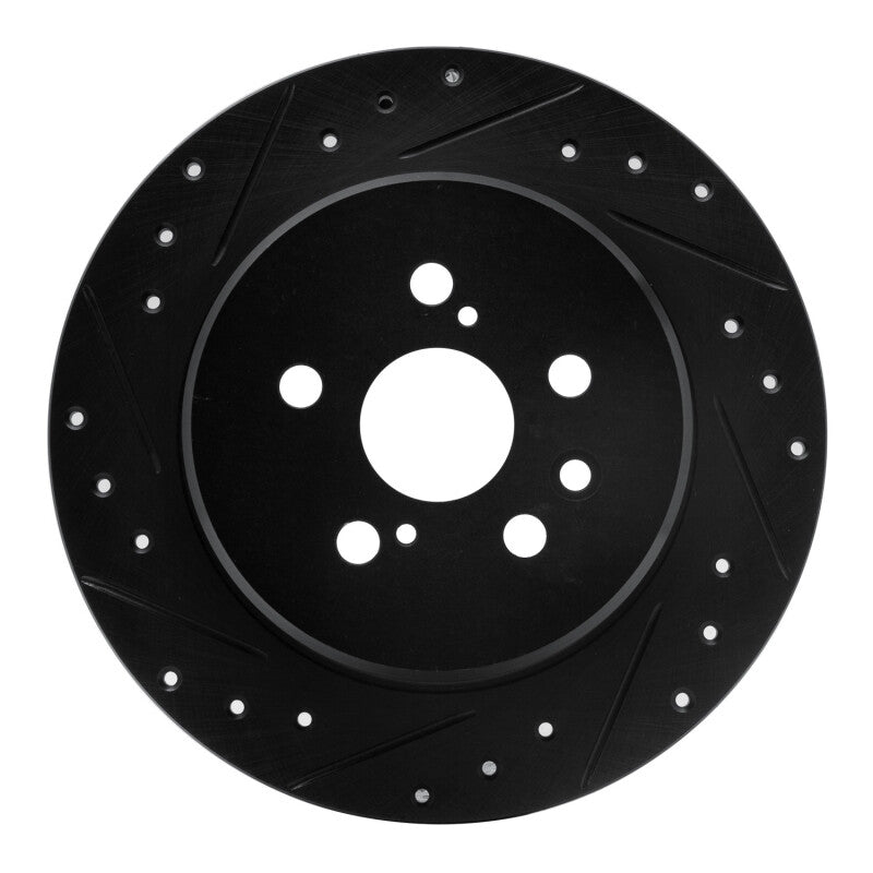 R1 90-93 Toyota Celica Rear Left Drilled & Slotted Black Brake Rotor-Brake Rotors - Slot & Drilled-Grocery Getter Performance