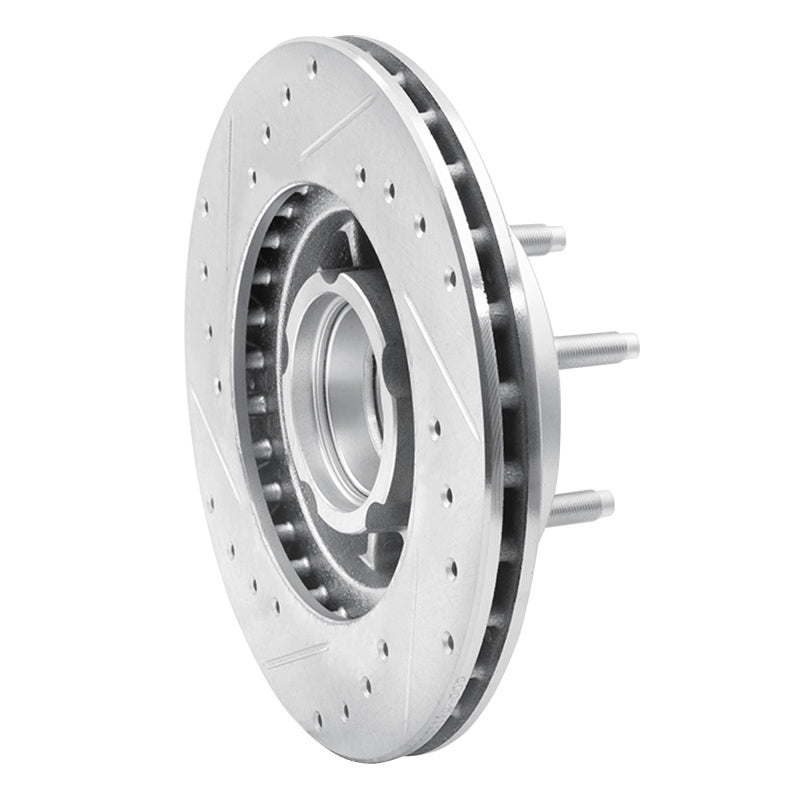 R1 90-94 Ford Bronco II Front Right Drilled & Slotted Silver Brake Rotor-Brake Rotors - Slot & Drilled-Grocery Getter Performance