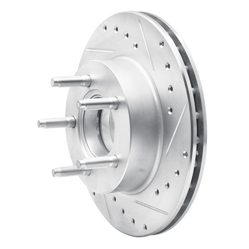 R1 90-94 Ford Bronco II Front Right Drilled & Slotted Silver Brake Rotor-Brake Rotors - Slot & Drilled-Grocery Getter Performance