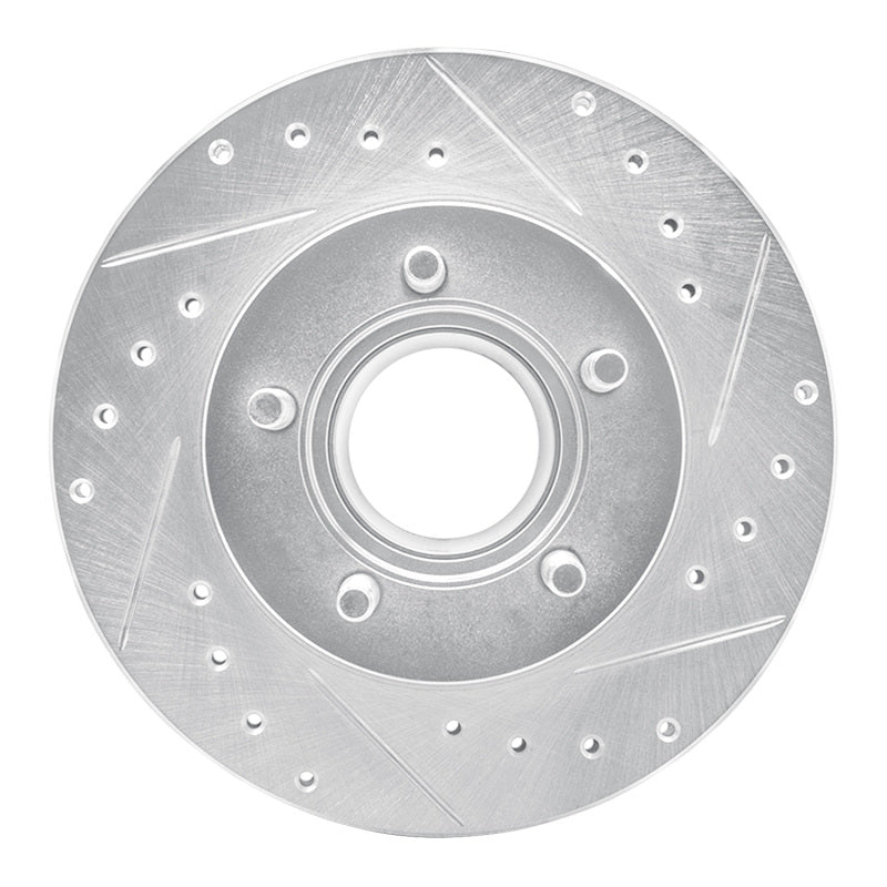 R1 90-94 Ford Bronco II Front Right Drilled & Slotted Silver Brake Rotor-Brake Rotors - Slot & Drilled-Grocery Getter Performance