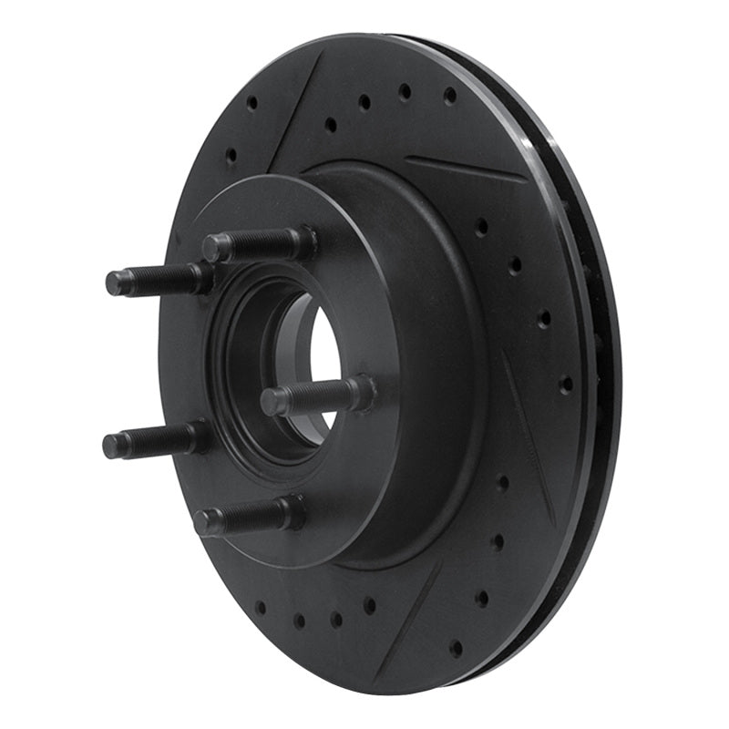 R1 90-94 Ford Explorer Front Left Drilled & Slotted Black Brake Rotor-Brake Rotors - Slot & Drilled-Grocery Getter Performance
