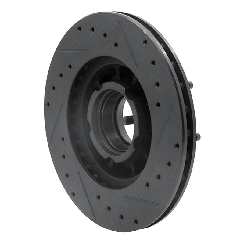 R1 90-94 Ford Explorer Front Left Drilled & Slotted Black Brake Rotor-Brake Rotors - Slot & Drilled-Grocery Getter Performance