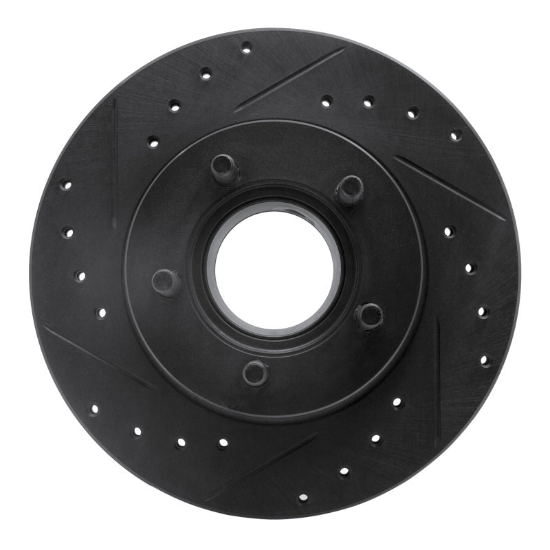 R1 90-94 Ford Explorer Front Left Drilled & Slotted Black Brake Rotor-Brake Rotors - Slot & Drilled-Grocery Getter Performance